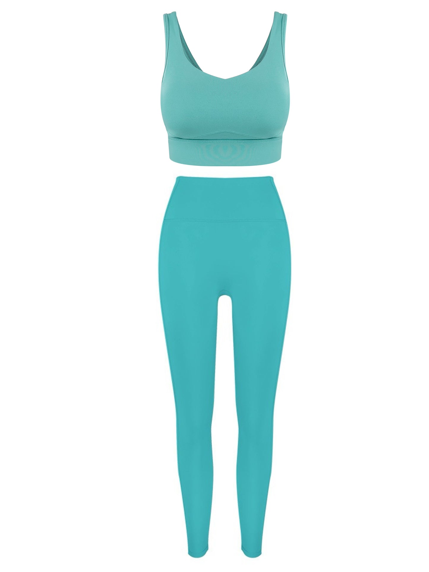 Full-wrap Yoga pilates Bra&Leggings Set  Fixed Cup Pads High-intensity