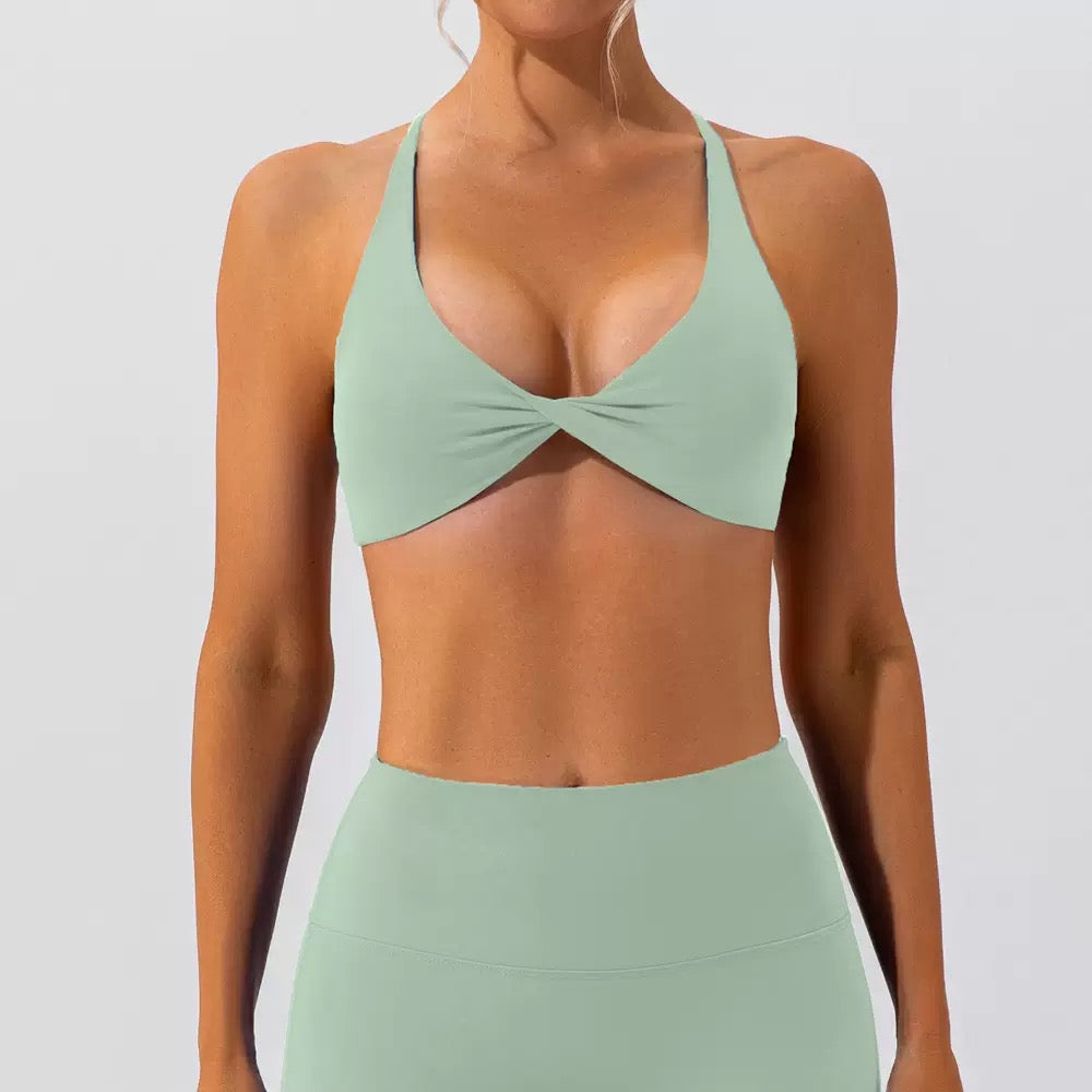 Hot Summer Beach Button Knot Stretch Yoga Bra Crossover Back Sexy Chic