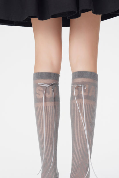 Court Sweetheart Ballet Style Bow Tie Lace Calf Socks Tennis&Pickleball