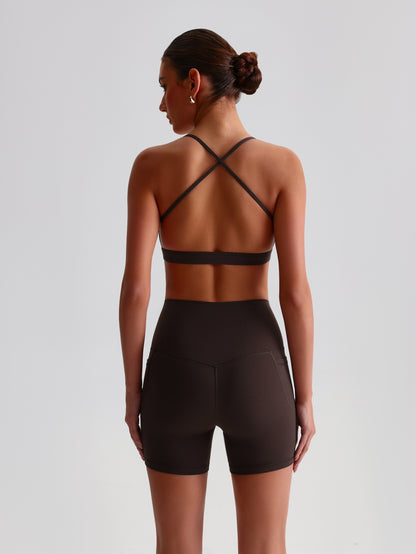 iTOUCH Crossover Yoga Bra&Shorts Set For Women Workout