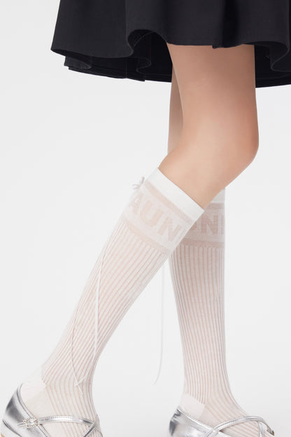 Court Sweetheart Ballet Style Bow Tie Lace Calf Socks Tennis&Pickleball