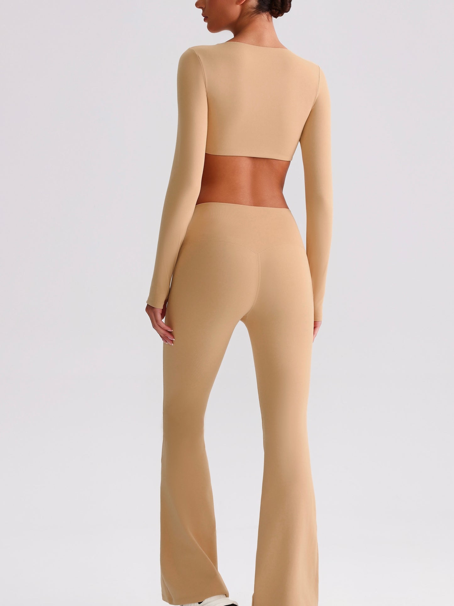 iTOUCH Button knot Long Sleeve Wide-leggings Set Stretchy Eco-friendly Recycled Fabrics