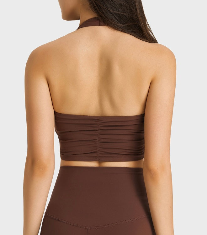 Halter neck top yoga outfits bra for gym
