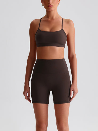 iTOUCH Crossover Yoga Bra&Shorts Set For Women Workout