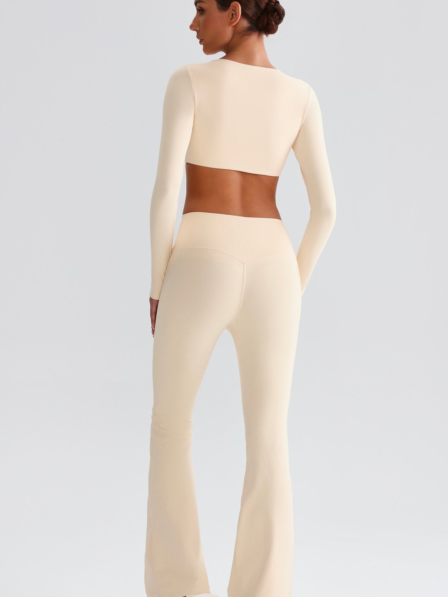 iTOUCH Button knot Long Sleeve Wide-leggings Set Stretchy Eco-friendly Recycled Fabrics