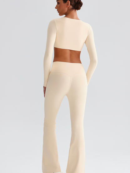 iTOUCH Button knot Long Sleeve Wide-leggings Set Stretchy Eco-friendly Recycled Fabrics