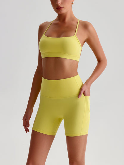 iTOUCH Crossover Yoga Bra&Shorts Set For Women Workout