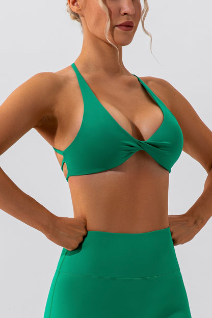 Hot Summer Beach Button Knot Stretch Yoga Bra Crossover Back Sexy Chic