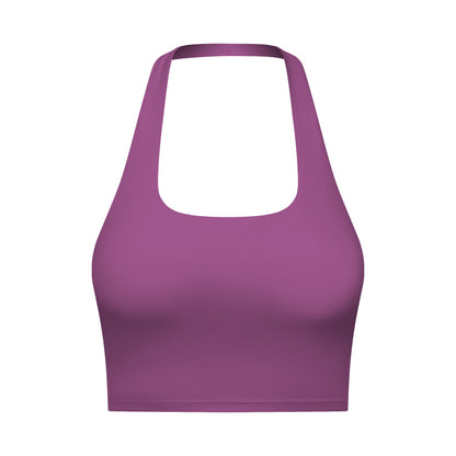 Halter neck top yoga outfits bra for gym