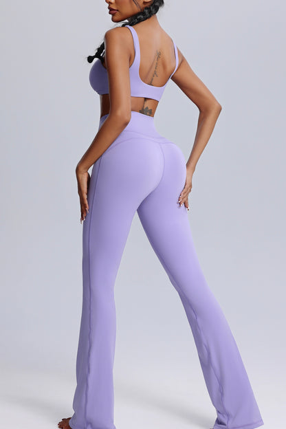 Hot Summer Beach knot Yoga Bra&Wide-leggings Set Sexy Chic