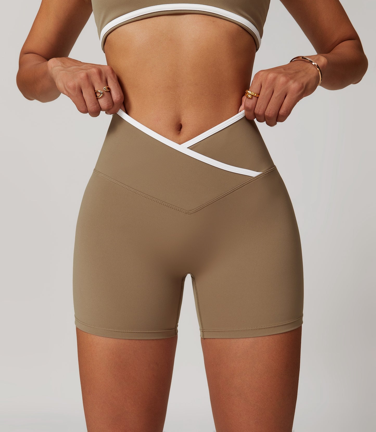 CrushU crossover high-waisted gym&yoga short set