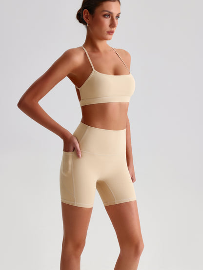 iTOUCH Crossover Yoga Bra&Shorts Set For Women Workout