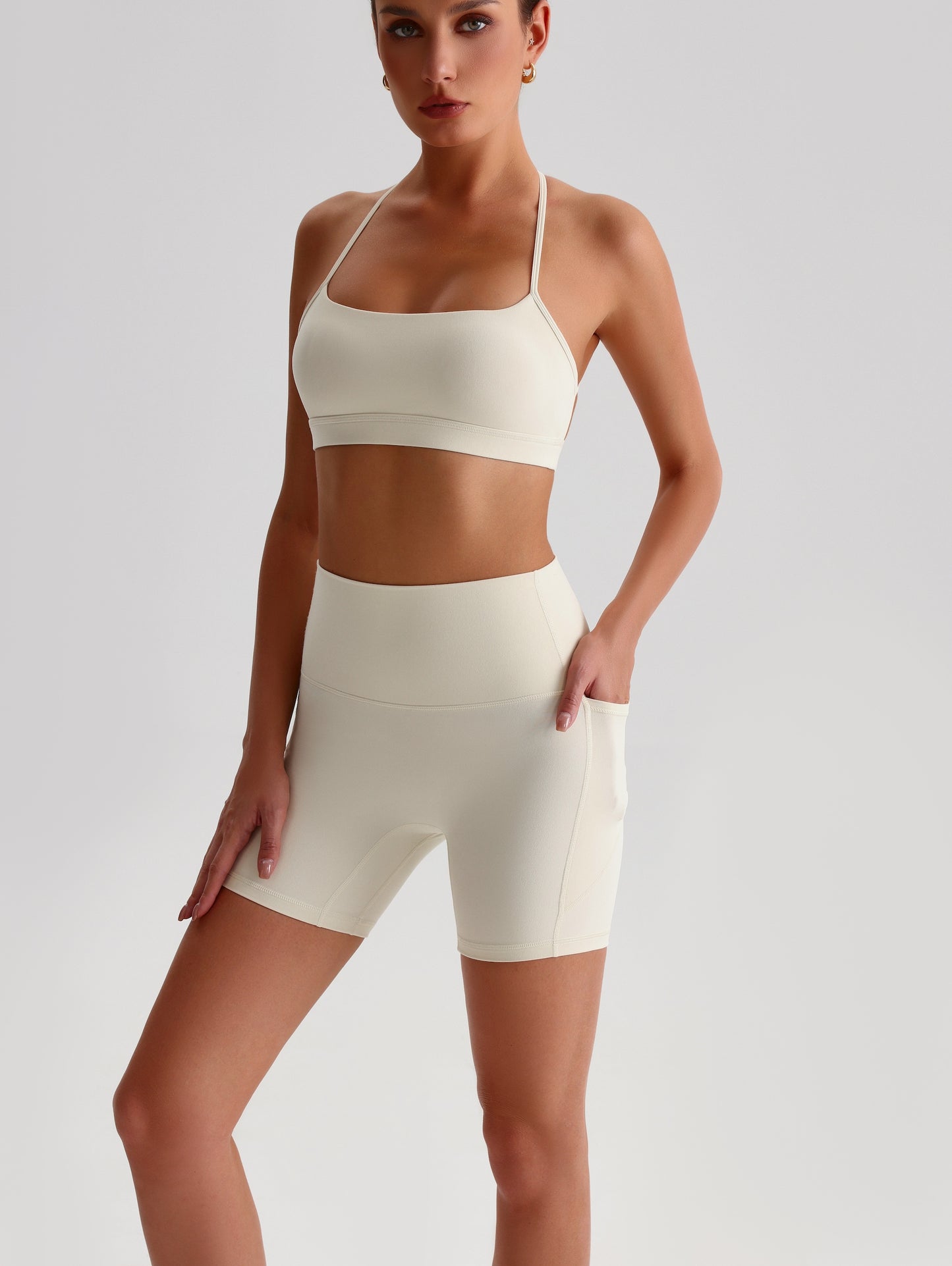 iTOUCH Crossover Yoga Bra&Shorts Set For Women Workout