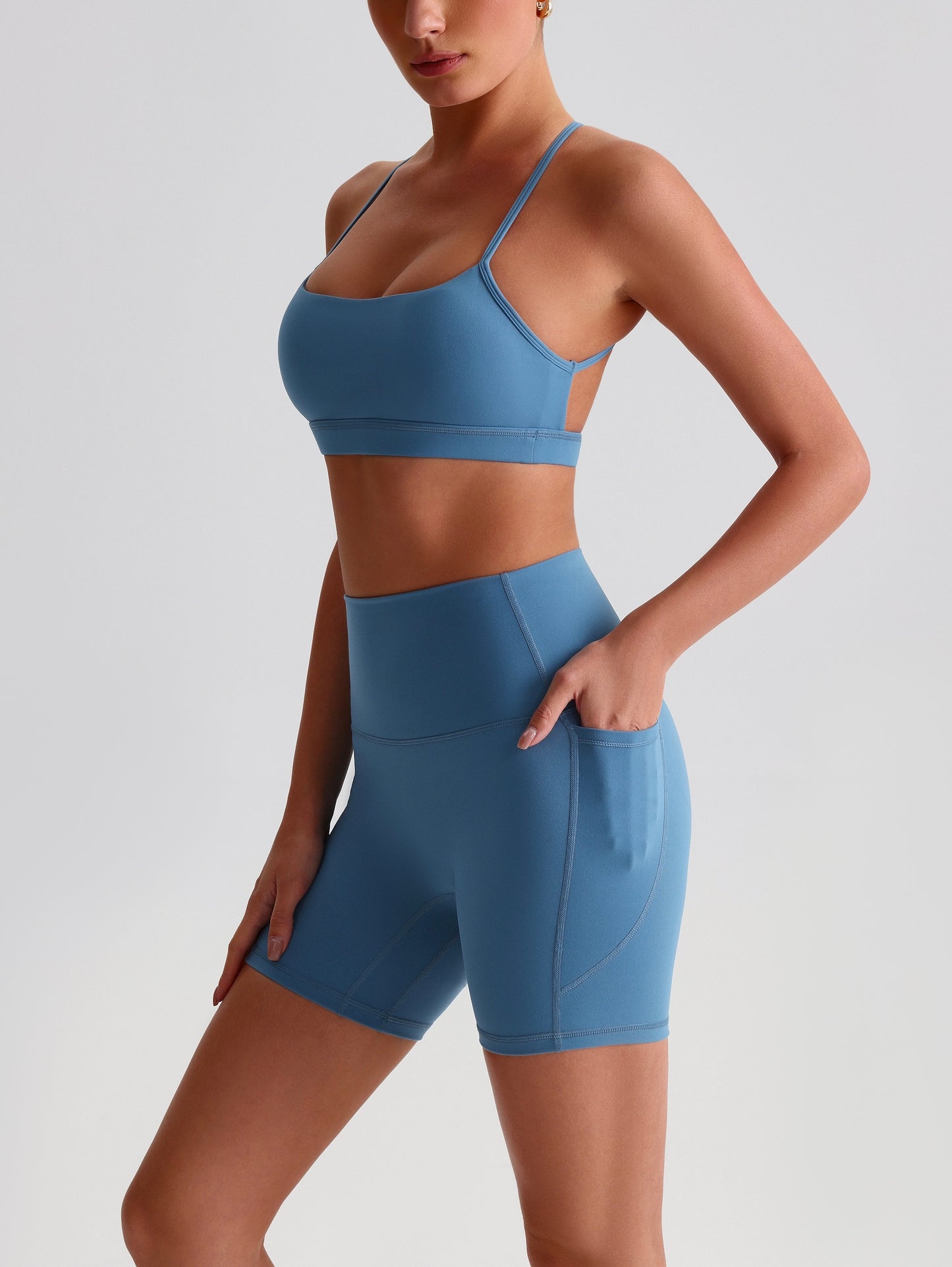iTOUCH Crossover Yoga Bra&Shorts Set For Women Workout