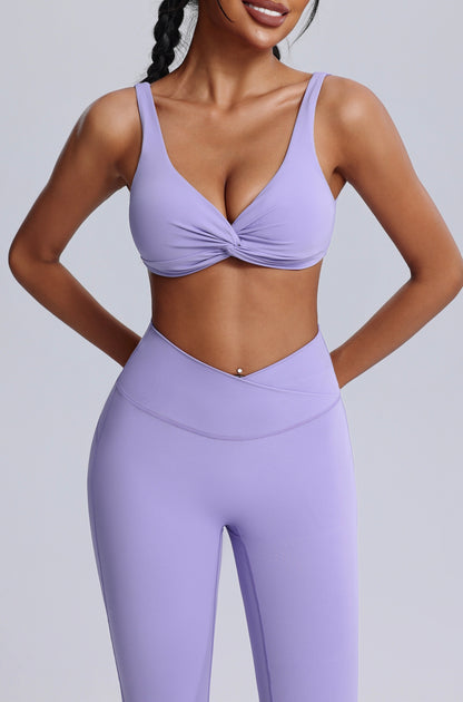 Hot Summer Beach knot Yoga Bra&Wide-leggings Set Sexy Chic