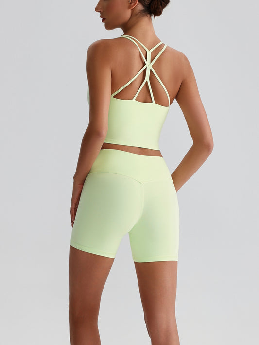 iTOUCH crossover back Yoga Bra Shorts or Leggings SET
