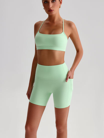 iTOUCH Crossover Yoga Bra&Shorts Set For Women Workout