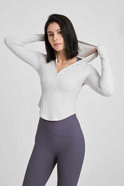 Half-Zip Hoodie High Stretch Bare Feeling