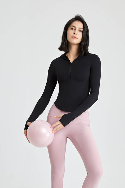 Half-Zip Hoodie High Stretch Bare Feeling