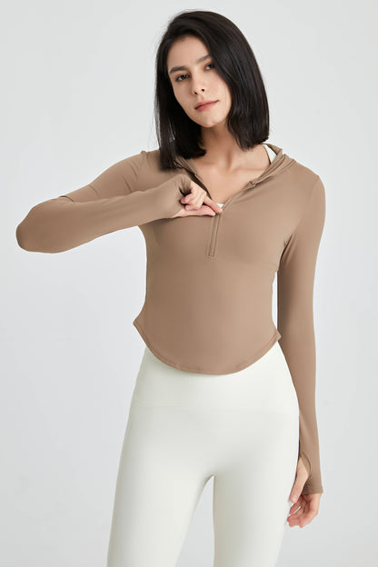 Half-Zip Hoodie High Stretch Bare Feeling