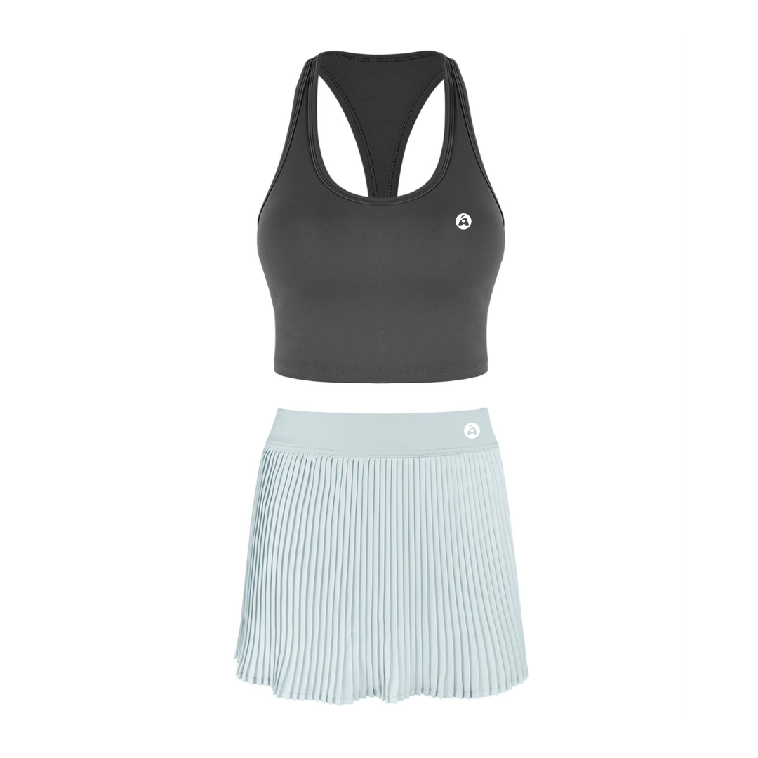 Pickleball Ladies Tank Top & Skirt Set Women Fitness Tennis Wear Pleated Skirt