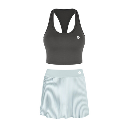 Pickleball Ladies Tank Top & Skirt Set Women Fitness Tennis Wear Pleated Skirt
